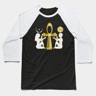 Gold Ankh Male Female - White Baseball T-Shirt